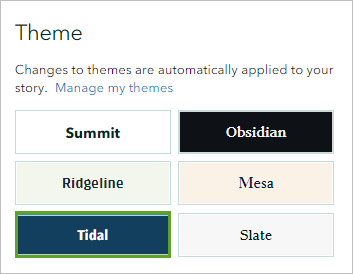 Tidal theme in the Design panel