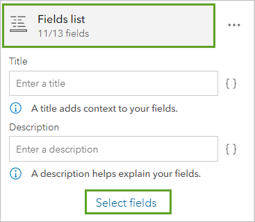 Select fields for the Fields list.