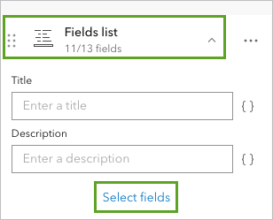 Select fields for the Fields list.