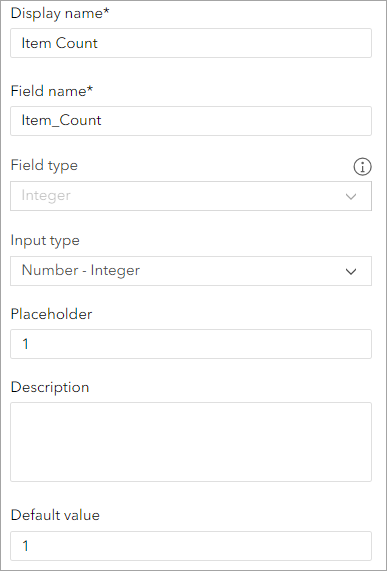 Number item parameters