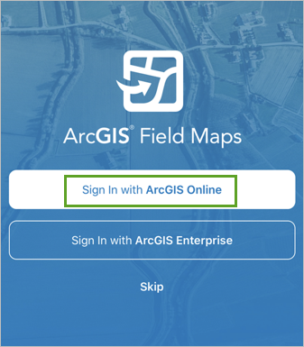 Sign In with ArcGIS Online option