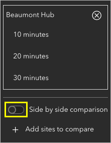 Side by side comparison toggle button