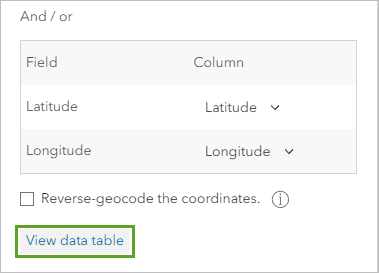 View data table on the Import File pane