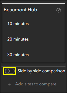 Side by side comparison toggle button