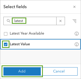 Search for and select field Latest Value
