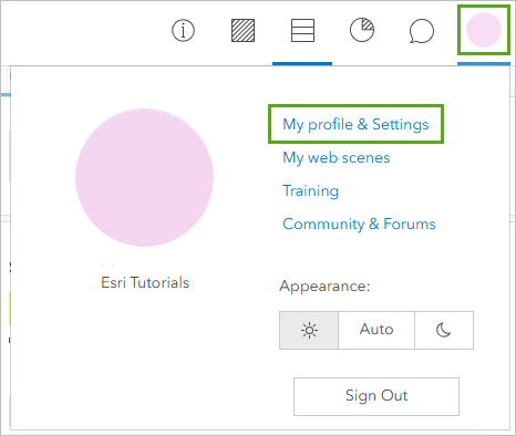 My profile & Settings option