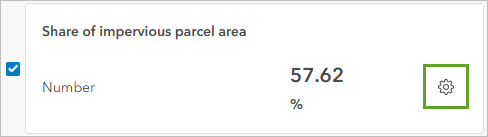 Settings button for the Share of impervious parcel area metric