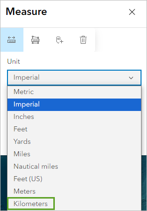 Kilometers option