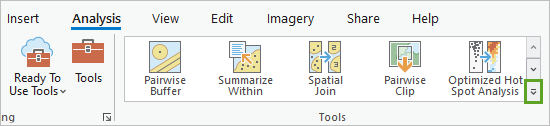 Analysis tab and expand button on Tools gallery