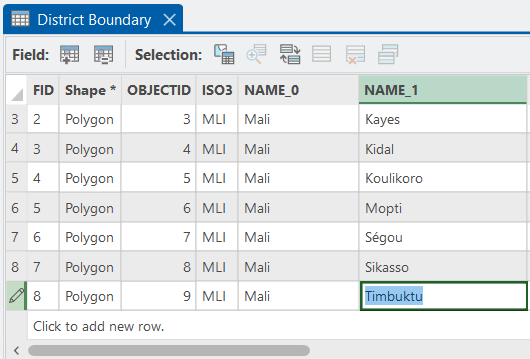 Edit feature attributes in table