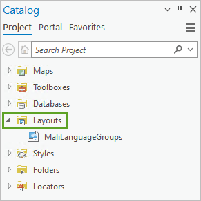 Expand Layouts in Catalog pane