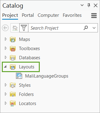 Expand Layouts in Catalog pane