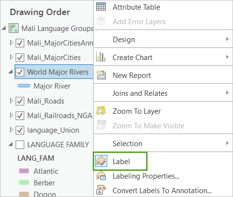 Display layer labels