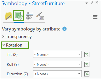 Rotation section on the Vary symbology by attribute tab