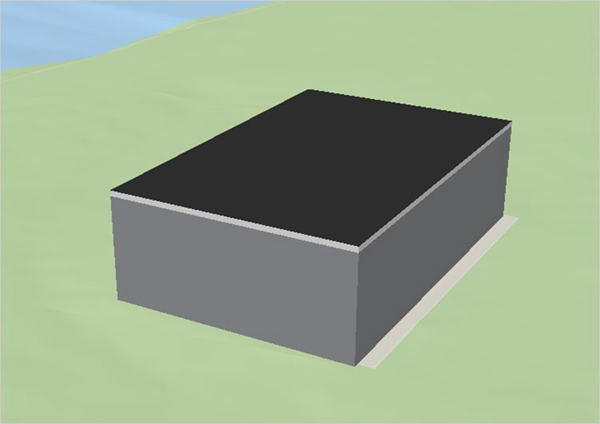 Rectangular building in 3D