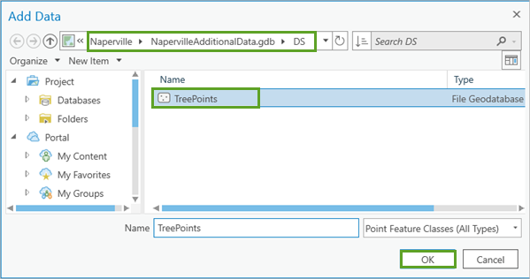 Add Data window with TreePoints selected