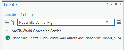 Locate pane with Naperville Central High typed in the search box