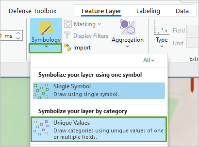 Symbology drop-down showing Unique Values selected