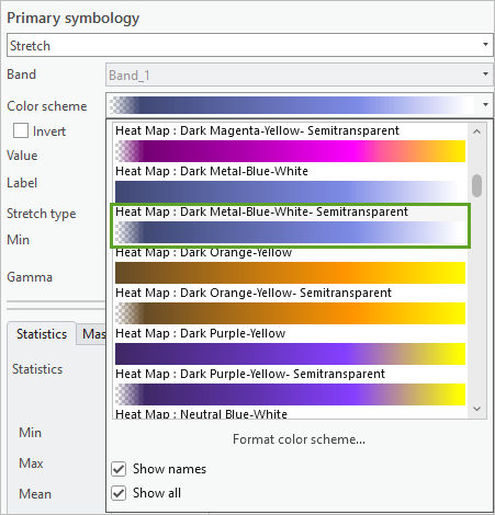 Choose heat map symbology