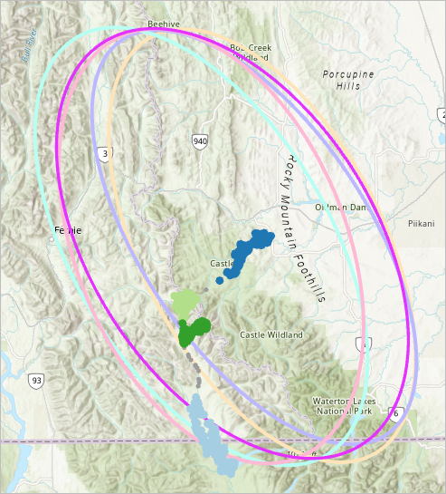 Seasonal distribution rings symbolized with different colors