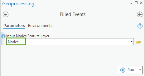 Filled events parameters