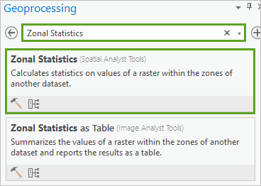 Zonal Statistics search