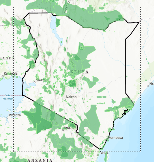 Selection rectangle drawn around Kenya