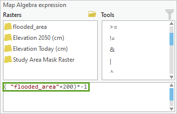 Expression to calculate flood depths