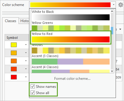 Choose the Yellow to Red Color scheme.