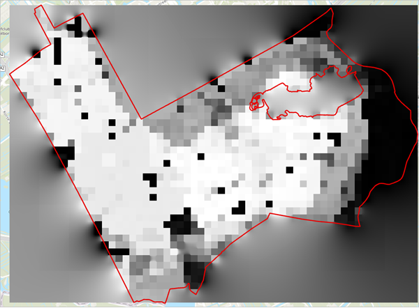 Land subsidence raster with voids filled