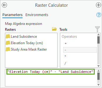 Equation to subtract land subsidence from the current elevation