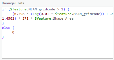 Expression to calculate flood damage costs