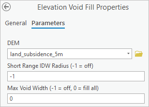 Fill the voids in the land subsidence raster.