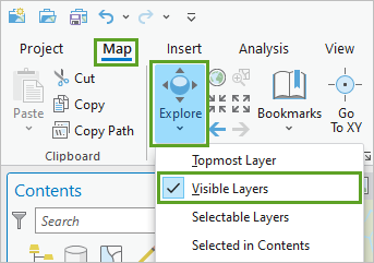 Set the Explore tool to return Visible Layers.