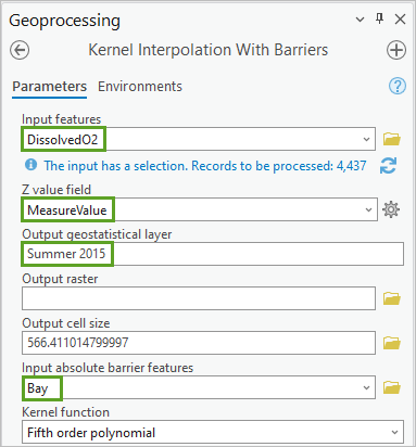 Kernel Interpolation With Barriers parameters