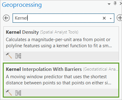 Geoprocessing search results