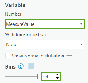 Set the properties of the histogram chart