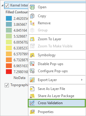 Geostatistical layer context menu