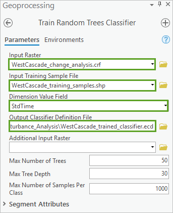 Train Random Trees Classifier parameters