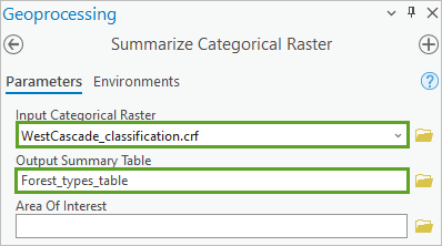 Summarize Categorical Raster parameters
