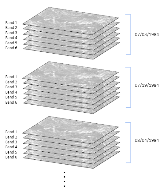 Schema representing the multidimensional raster structure