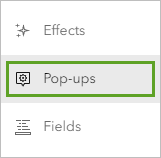 Pop-ups on the Settings toolbar