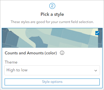 Counts and Amounts (color) style under Pick a style in the Styles pane
