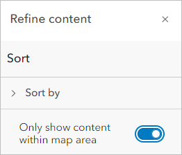 Only show content within map area toggled on