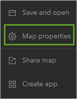 Map properties on the Contents toolbar