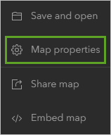 Map properties on the Contents toolbar