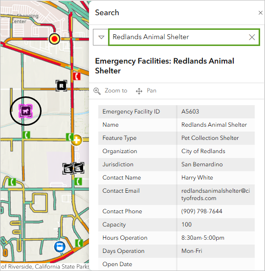 Pop-up of shelter attributes