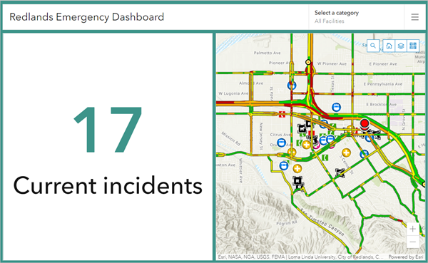 Dashboard with incident count