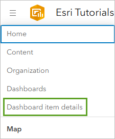 Dashboard item details option