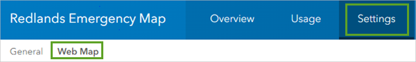 Web Map on the Settings tab